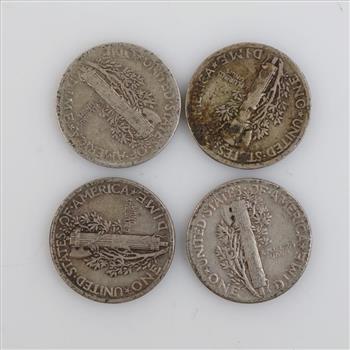 4 US Mercury Silver Dimes
