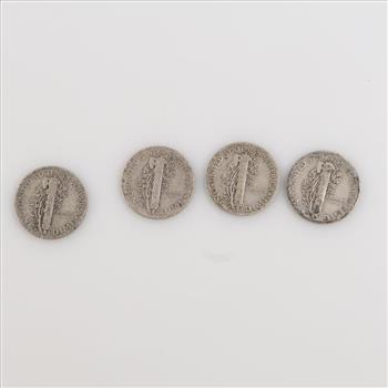 4 US Mercury Silver Dimes