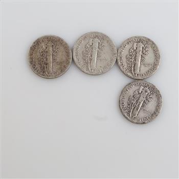 4 US Mercury Silver Dimes