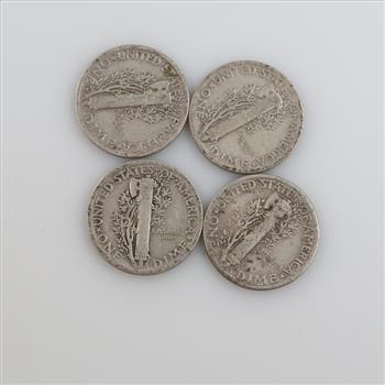 4 US Mercury Silver Dimes