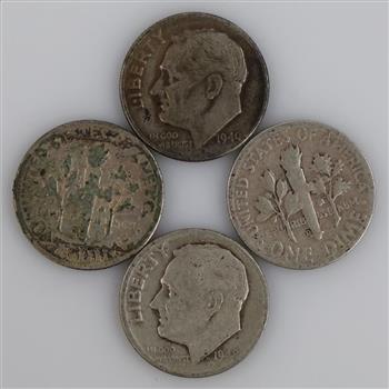 4 US Roosevelt Silver Dimes