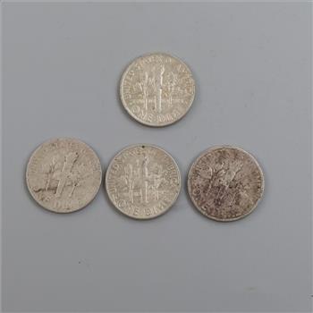 4 US Roosevelt Silver Dimes