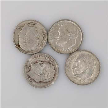 4 US Roosevelt Silver Dimes