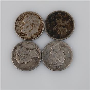 4 US Silver Dimes, Including Mercury Dimes