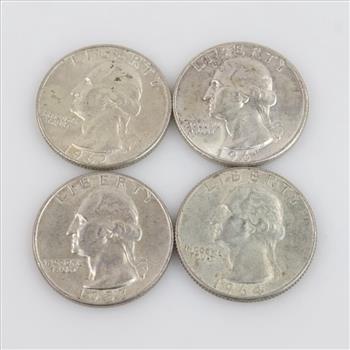 4 US Washington Silver Quarters