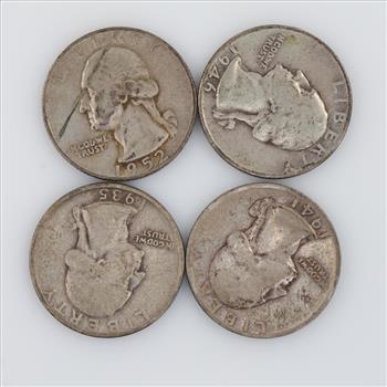 4 US Washington Silver Quarters