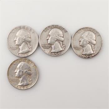 4 Washington Silver Quarters