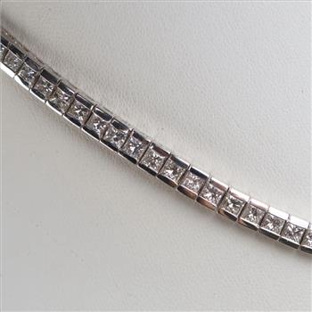 40.12ctTW Diamond 14kt White Gold Block Link Necklace-Evaluated By Our Certified Gemologist-AGS/GIA