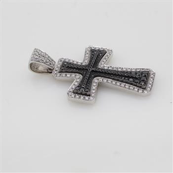 4.18cts TW Diamond 14kt White Gold Cross Pendant-Evaluated By Our Certified Gemologist-AGS/GIA