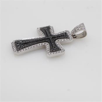 4.18cts TW Diamond 14kt White Gold Cross Pendant-Evaluated By Our Certified Gemologist-AGS/GIA