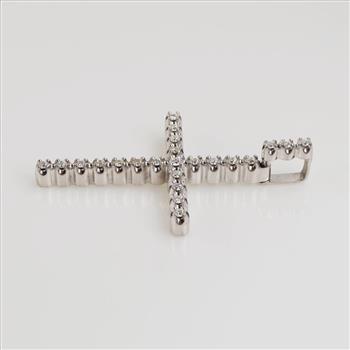 4.21cts TW 10kt White Gold Cross Pendant -Evaluated By Our Certified Gemologist-AGS/GIA