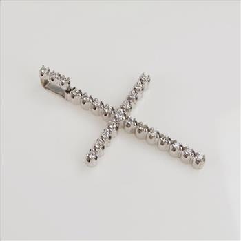 4.21cts TW 10kt White Gold Cross Pendant -Evaluated By Our Certified Gemologist-AGS/GIA