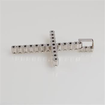 4.21cts TW 10kt White Gold Cross Pendant -Evaluated By Our Certified Gemologist-AGS/GIA