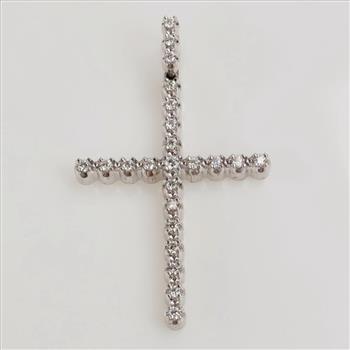 4.21cts TW 10kt White Gold Cross Pendant -Evaluated By Our Certified Gemologist-AGS/GIA