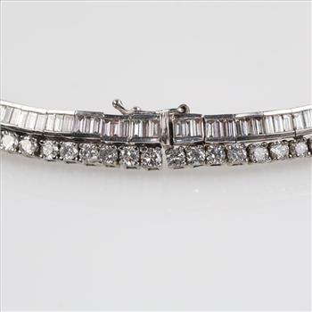 43.34ctTW Diamond Black Tahitian Pearl 14kt White Gold Necklace-Evaluated By Certified Gemologist