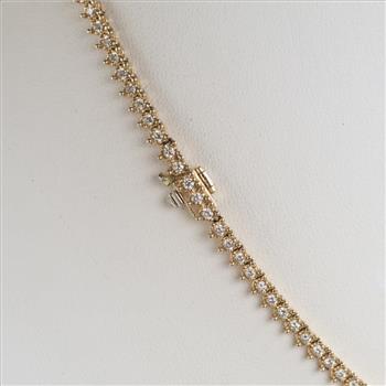 4.56cts TW Diamond 14kt Gold Inline Necklace-Evaluated By Our Certified Gemologist-AGS/GIA