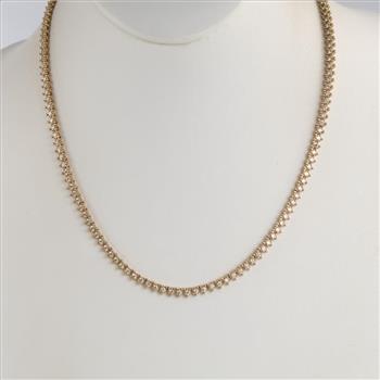 4.56cts TW Diamond 14kt Gold Inline Necklace-Evaluated By Our Certified Gemologist-AGS/GIA