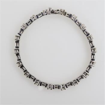 4.86cts TW Diamond 14kt White Gold Tennis Bracelet-Evaluated By Certified Gemologist - AGS / GIA