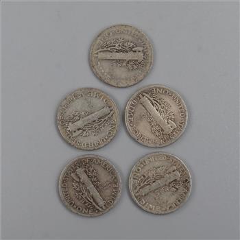 5 Mercury Silver Dimes