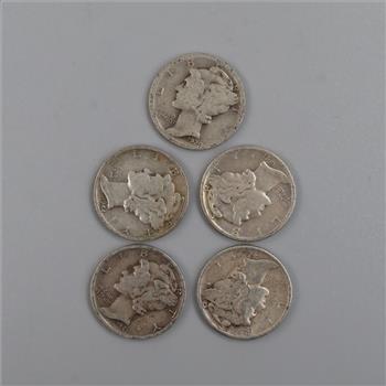 5 Mercury Silver Dimes