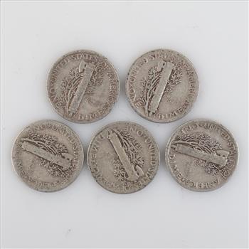 5 Mercury Silver Dimes