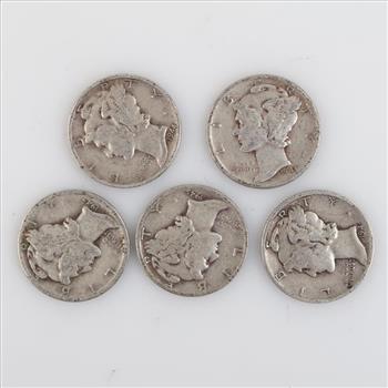 5 Mercury Silver Dimes