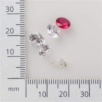 5 Red And Clear Faceted Loose Jewelry Craft Stone