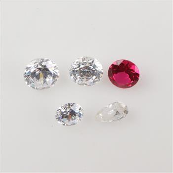 5 Red And Clear Faceted Loose Jewelry Craft Stone