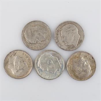 5 Roosevelt Silver Dimes