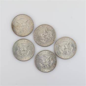 5 US Kennedy Silver-clad Half Dollars