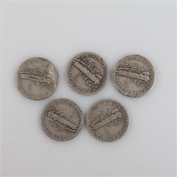 5 US Mercury Silver Dimes