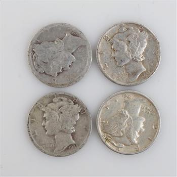 5 US Mercury Silver Dimes