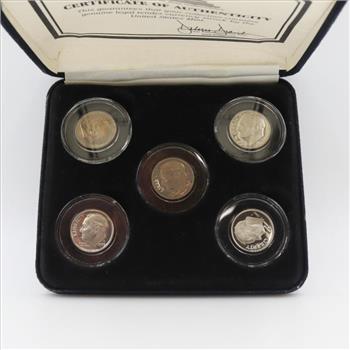 5 US Roosevelt Dimes With COA