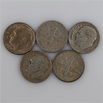 5 US Roosevelt Silver Dimes