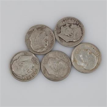 5 US Roosevelt Silver Dimes