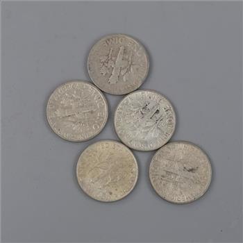 5 US Roosevelt Silver Dimes