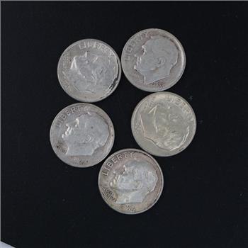 5 US Roosevelt Silver Dimes