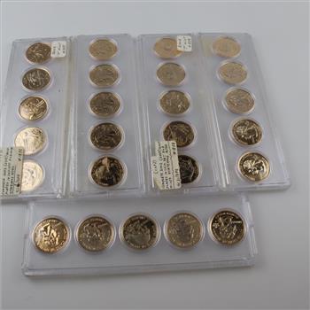 5 US Statehood Gold Plated Quarter Mint Sets