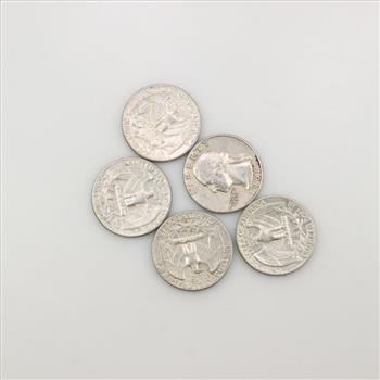 5 Washington Silver Quarters