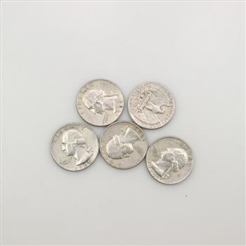 5 Washington Silver Quarters