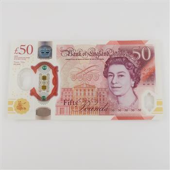 50 British Pounds Sterling Polymer Banknote - AA09