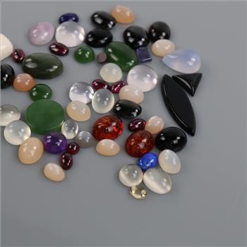 50+ Loose Gemstones Including Moonstone, Onyx, Garnet, Sodalite
