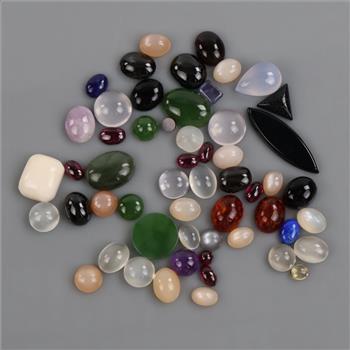 50+ Loose Gemstones Including Moonstone, Onyx, Garnet, Sodalite