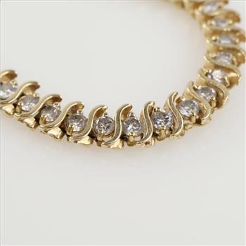 5.00cts TW Diamond 14kt Gold Tennis Bracelet -Evaluated By Our Certified Gemologist-AGS/GIA