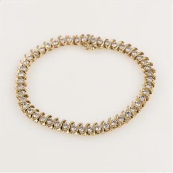 5.00cts TW Diamond 14kt Gold Tennis Bracelet -Evaluated By Our Certified Gemologist-AGS/GIA