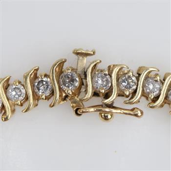 5.00cts TW Diamond 14kt Gold Tennis Bracelet -Evaluated By Our Certified Gemologist-AGS/GIA