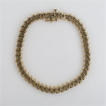 5.00cts TW Diamond 14kt Gold Tennis Bracelet -Evaluated By Our Certified Gemologist-AGS/GIA