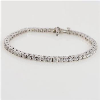 5.20cts TW Diamond 14kt White Gold Bracelet - Evaluated By Our Certified Gemologist-AGS/GIA