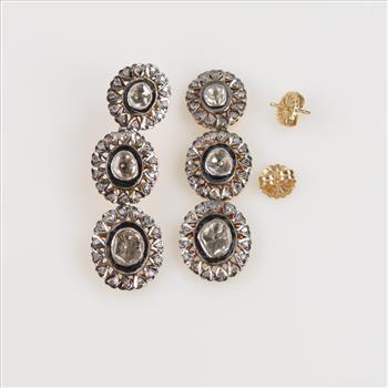 5.34ctTW Diamond 10kt Gold Vintage Filigree 3Tier Earrings-Evaluated By Certified Gemologist-AGS/GIA