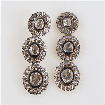 5.34ctTW Diamond 10kt Gold Vintage Filigree 3Tier Earrings-Evaluated By Certified Gemologist-AGS/GIA